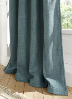 RIDEAU ISOLANT THERMIQUE UNI TEXTURÉ BLEU VERT
