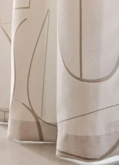 RIDEAU JACQUARD À MOTIF GÉOMÉTRIQUE CONTRASTÉ BLANC