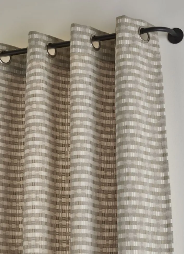 RIDEAU TAMISANT EN JACQUARD GÉOMÉTRIQUE BEIGE