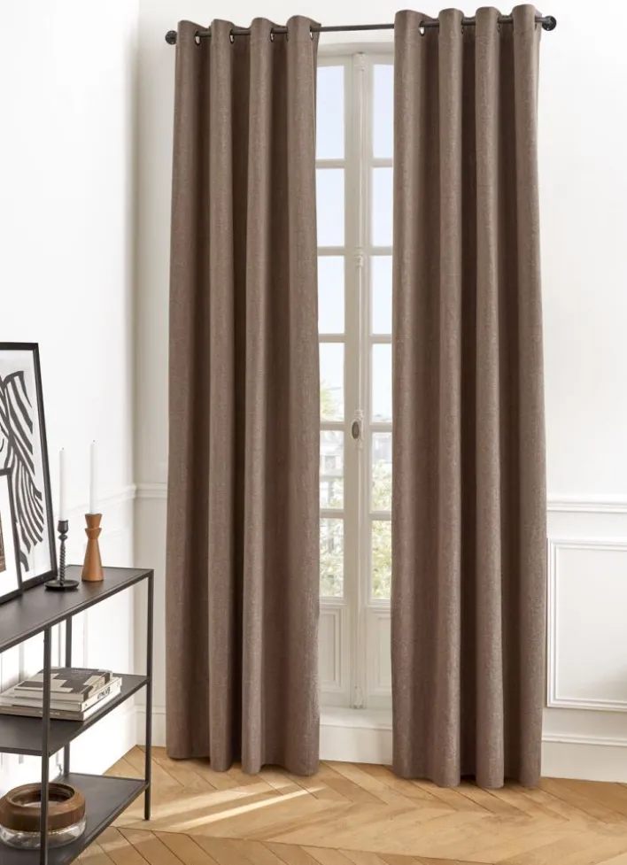 RIDEAU TAMISANT UNI TISSAGE CHEVRON TIAMO MARRON