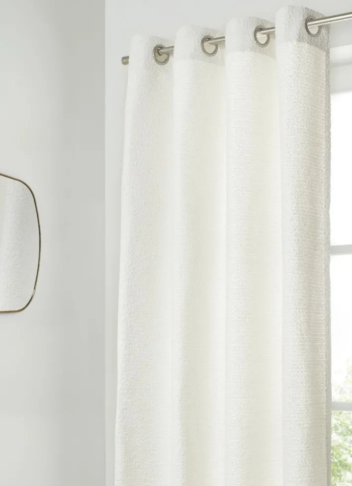 RIDEAU TEXTURÉ À BOUCLETTES GRANDE HAUTEUR 300CM BLANC