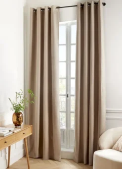 RIDEAU THERMIQUE UNI EFFET VELOURS MAT TAUPE