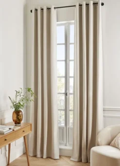 RIDEAU THERMIQUE UNI EFFET VELOURS MAT ECRU