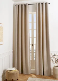 RIDEAU UNI ASPECT VELOURS TOUCHER DOUX CANNA BEIGE