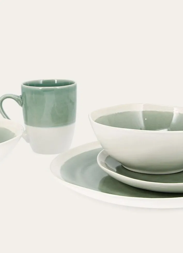SALADIER EN GRÈS RÉACTIF VERT DE GRIS