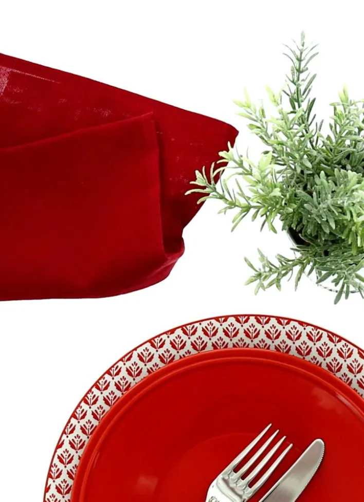 SERVIETTE DE TABLE UNIE EN COTON BORDEAUX
