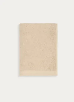 SERVIETTE DE TOILETTE EN COTON ET SOIE AGNES BEIGE FONCE
