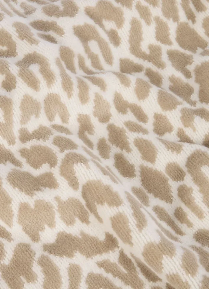 SERVIETTE DE TOILETTE EN VELOURS À MOTIF LÉOPARD BEIGE CLAIR