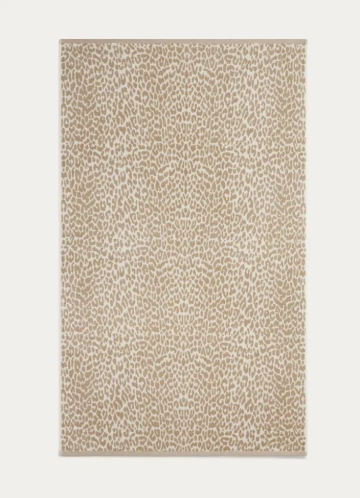 SERVIETTE DE TOILETTE EN VELOURS À MOTIF LÉOPARD BEIGE CLAIR