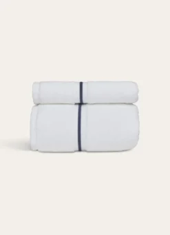 SERVIETTE DE TOILETTE FINITION BOURDON OPÉRA BLANC/MARINE
