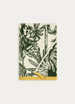 SERVIETTE DE TOILETTE JACQUARD MOTIFS PALMIERS ÉCRU / VERT