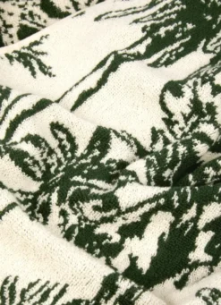 SERVIETTE DE TOILETTE JACQUARD MOTIFS PALMIERS ÉCRU / VERT