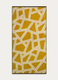 SERVIETTE DE TOILETTE JACQUARD MOTIFS GÉOMÉTRIQUES JAUNE OCRE