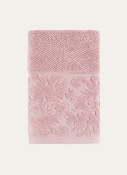 SERVIETTE DE TOILETTE LITEAU VELOURS CISELÉ ROSE