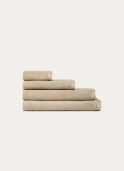 SERVIETTE INVITÉ EN COTON UNI BASIL BEIGE FONCÉ