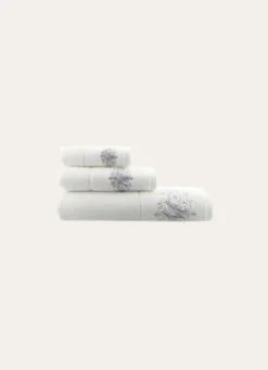 SERVIETTE INVITÉ EN VELOURS BRODÉE 500GR BLANC