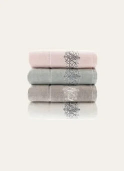 SERVIETTE INVITÉ EN VELOURS BRODÉE 500GR BLANC
