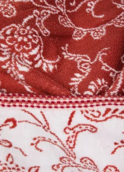 SERVIETTE INVITÉ JACQUARD MOTIF FLORAL ORIANE BLANC / CORAIL
