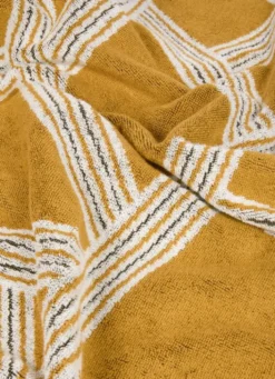 SERVIETTE INVITÉ JACQUARD MOTIFS GÉOMÉTRIQUES JAUNE OCRE