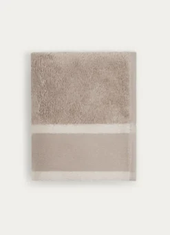 SERVIETTE INVITÉ UNIE À LARGE BORDURE ARTHUR BEIGE FONCÉ
