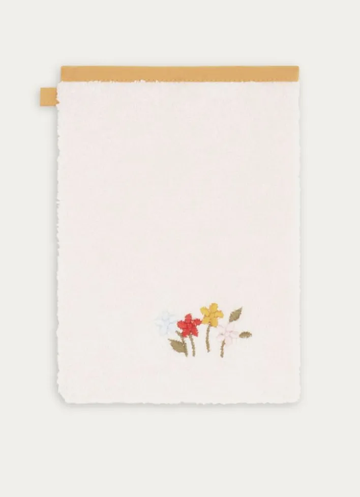 SET CAPE DE BAIN ET GANT DE TOILETTE EGLANTINE ÉCRU