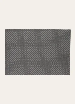SET DE TABLE EN COTON ENDUIT MOTIF FANTAISIE GRIS/BLANC