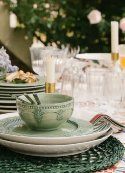 SET DE TABLE EN JONC DE MER TRESSAGE ARTISANAL VERT FONCE
