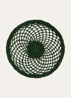 SET DE TABLE EN JONC DE MER TRESSAGE ARTISANAL VERT FONCE