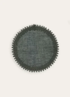SET DE TABLE EN LIN FINITION GALON GRIS FONCÉ