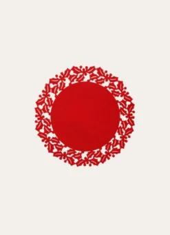 SET DE TABLE ROND EN FEUTRINE HOUX DÉCOUPÉS ROUGE