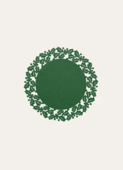 SET DE TABLE ROND EN FEUTRINE HOUX DÉCOUPÉS VERT