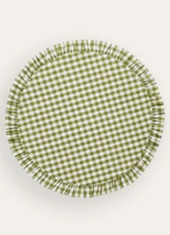 SET DE TABLE VICHY À VOLANT EN COTON VERT