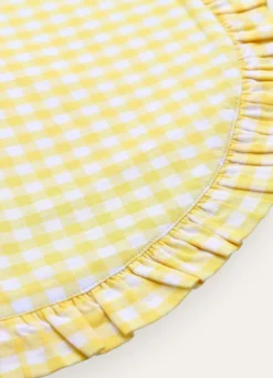 SET DE TABLE VICHY À VOLANT EN COTON JAUNE