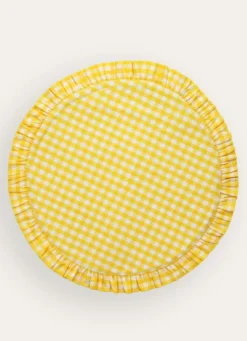 SET DE TABLE VICHY À VOLANT EN COTON JAUNE