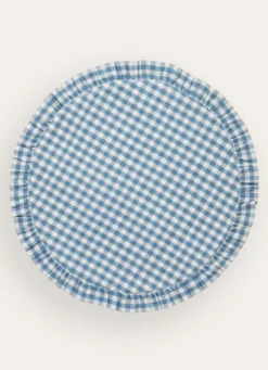 SET DE TABLE VICHY À VOLANT EN COTON BLEU