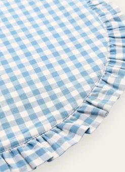 SET DE TABLE VICHY À VOLANT EN COTON BLEU