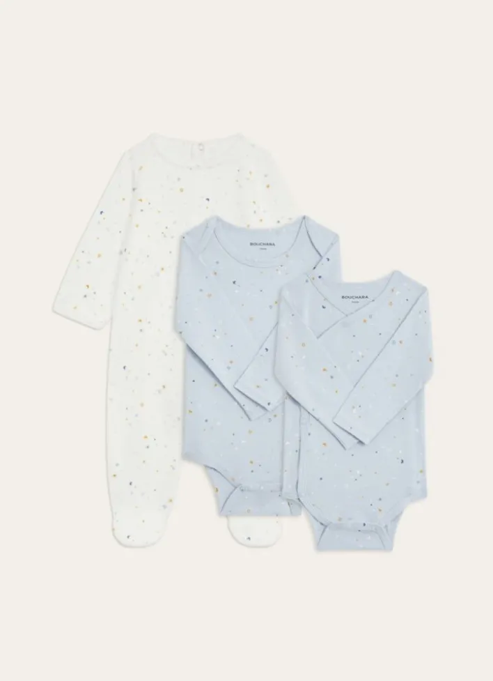 SET GRENOUILLÈRE & BODY MOTIF PETITES ÉTOILES ECRU