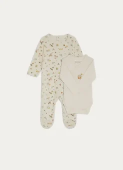 SET GRENOUILLÈRE ET BODY IMPRIMÉ EGLANTINE ECRU