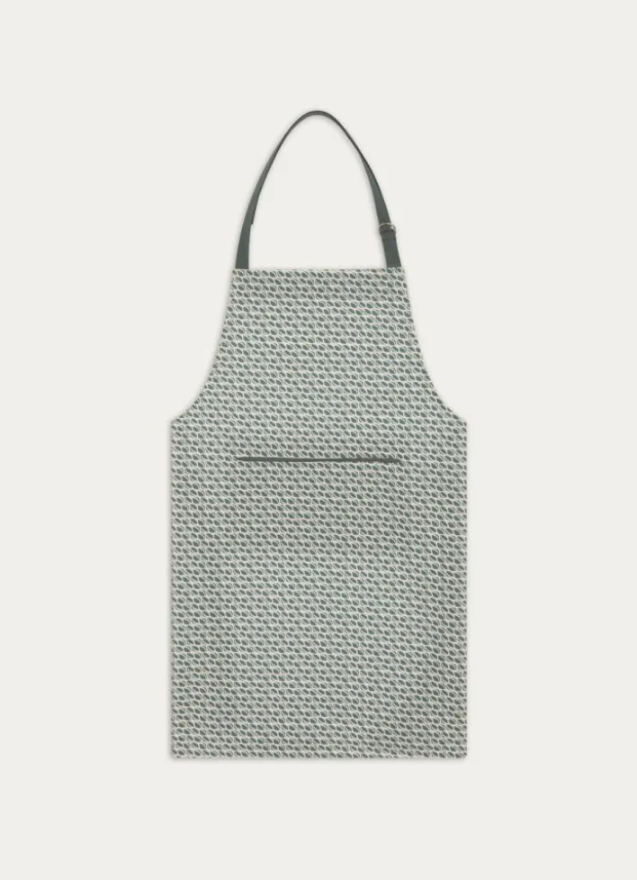 TABLIER DE CUISINE EN COTON IMPRIMÉ VERT CEDRE