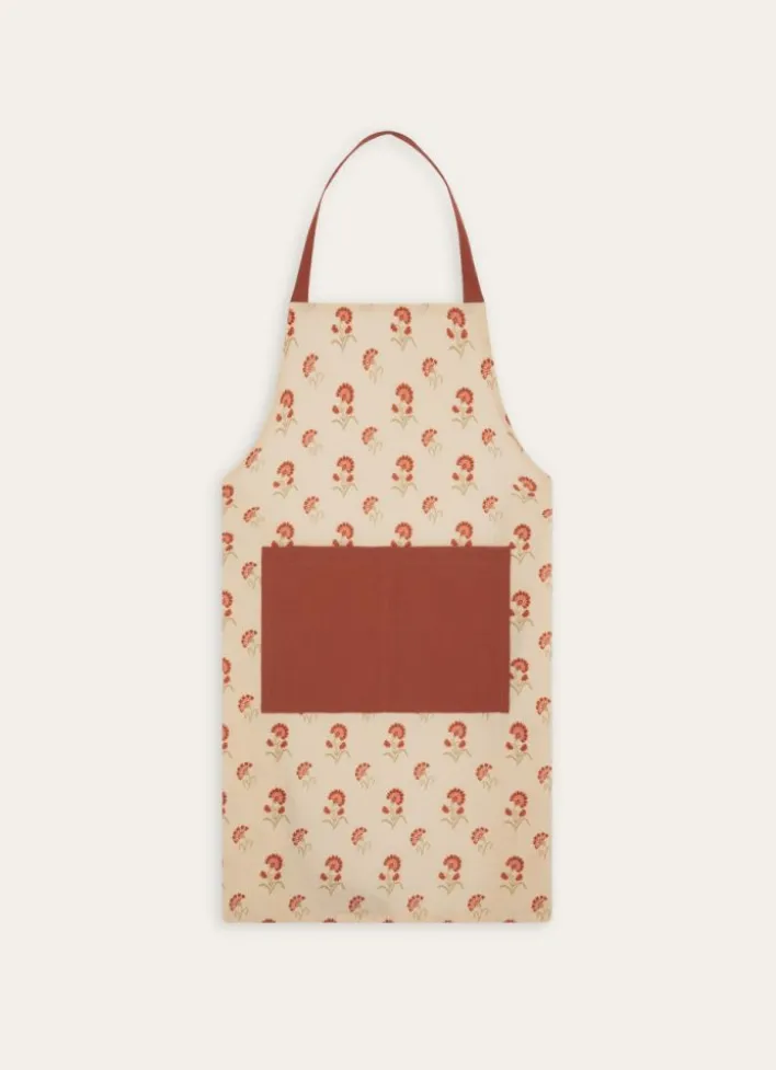 TABLIER EN COTON IMPRIMÉ À MOTIF DE FLEURS MULTICOLORE