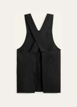 TABLIER JAPONAIS UNI EN COTON ET LIN NOIR