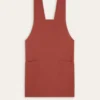 TABLIER JAPONAIS UNI EN COTON ET LIN SIENNE