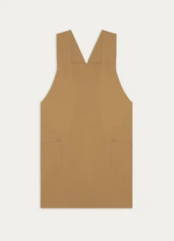 TABLIER JAPONAIS UNI EN COTON ET LIN TABAC