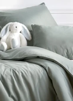TAIE D’OREILLER ENFANT EN COTON LAVÉ VERT