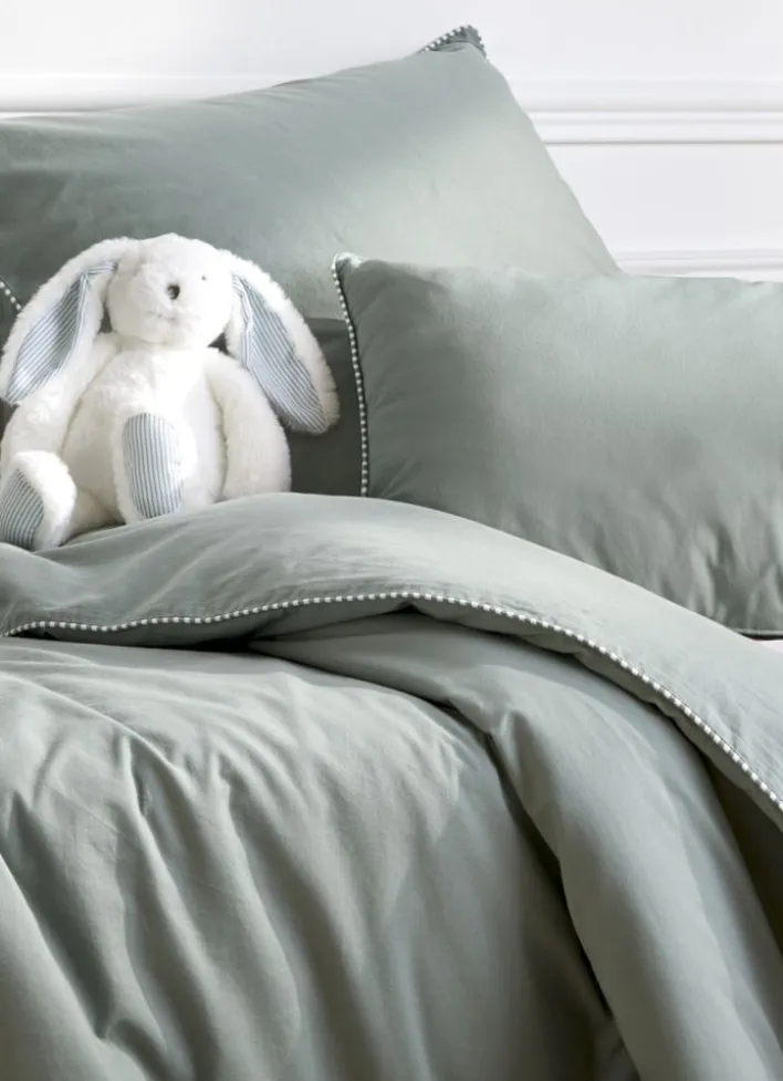 TAIE D’OREILLER ENFANT EN COTON LAVÉ VERT