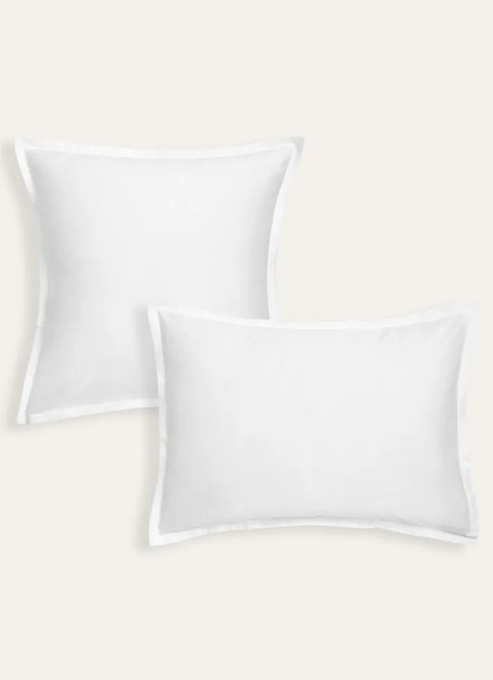 TAIE D'OREILLER EN SATIN DE COTON UNI BLANC
