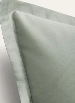 TAIE D'OREILLER EN SATIN DE COTON UNI VERT DE GRIS