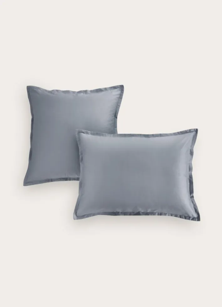 TAIE D'OREILLER EN SATIN DE COTON UNI ARDOISE
