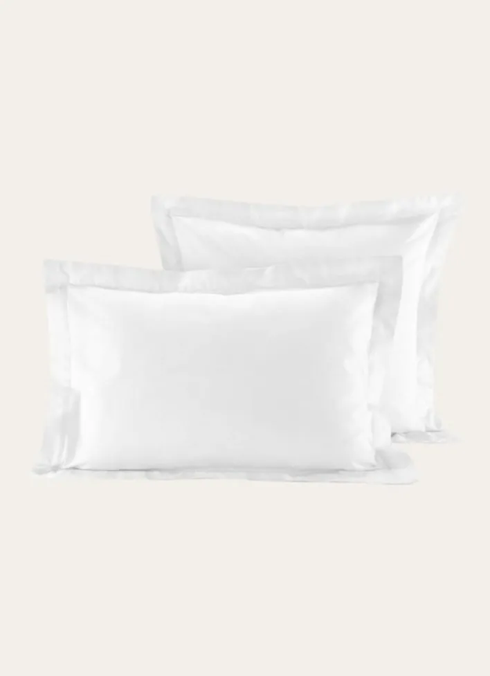 TAIE D'OREILLER RAYÉE EN SATIN DE COTON BLANC