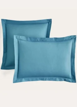 TAIE D'OREILLER UNIE EN COTON BLEU PAON